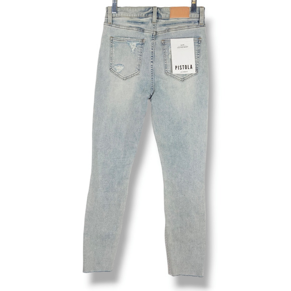 NWT Pistola Aline Distressed Skinny Crop Eco Denim Jeans Sz. 26x25 Lenox Blue - Picture 4 of 10
